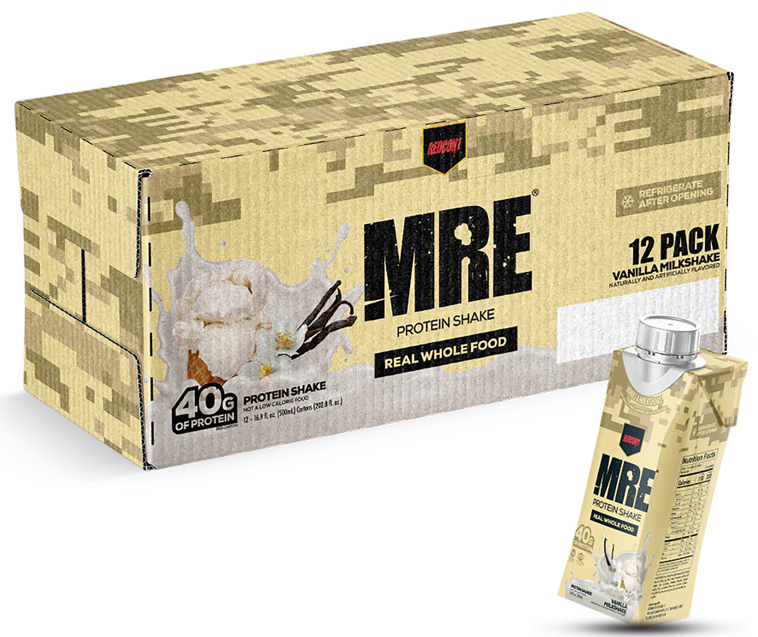 Redcon1 RC1MRERTDVM12 MRE Ready to Drink Vanilla Milkshake 12 Pack 810044578959