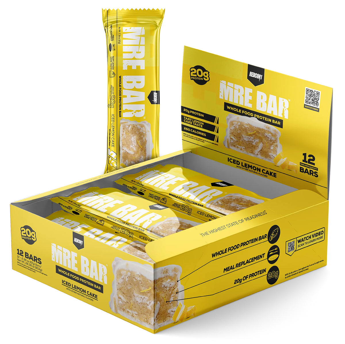 Redcon1 RC1MREBILC12 MRE Protein Bar Iced Lemon Cake 12 Pack 810044578614