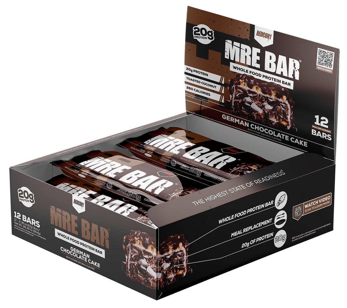 Redcon1 RC1MREBGCC12 MRE Protein Bar German Chocolate Cake 12 Pack 810044570755