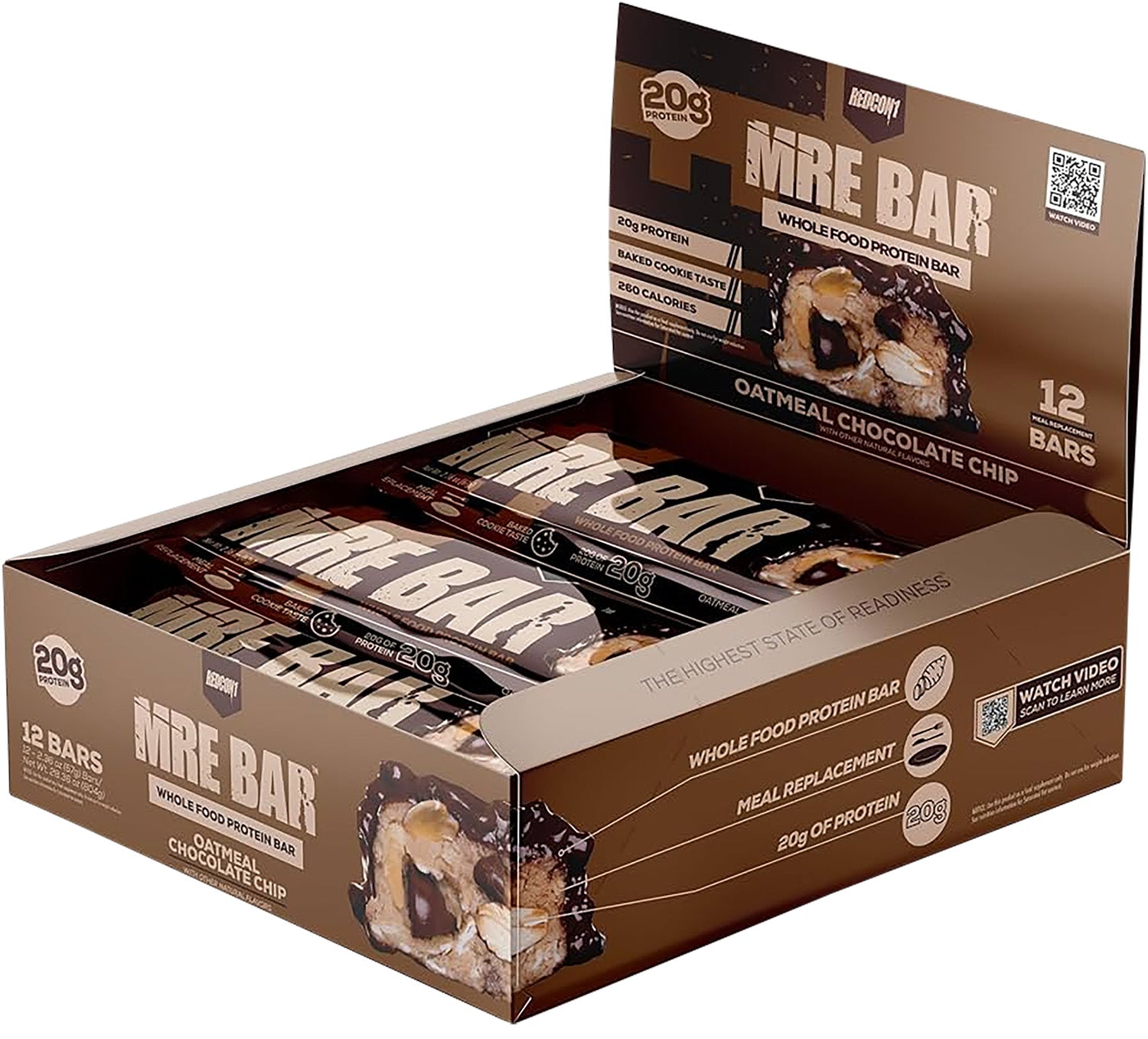 Redcon1 RC1MREBOCC12 MRE Protein Bar Oatmeal Chocolate Chip 12 Pack 810044571141