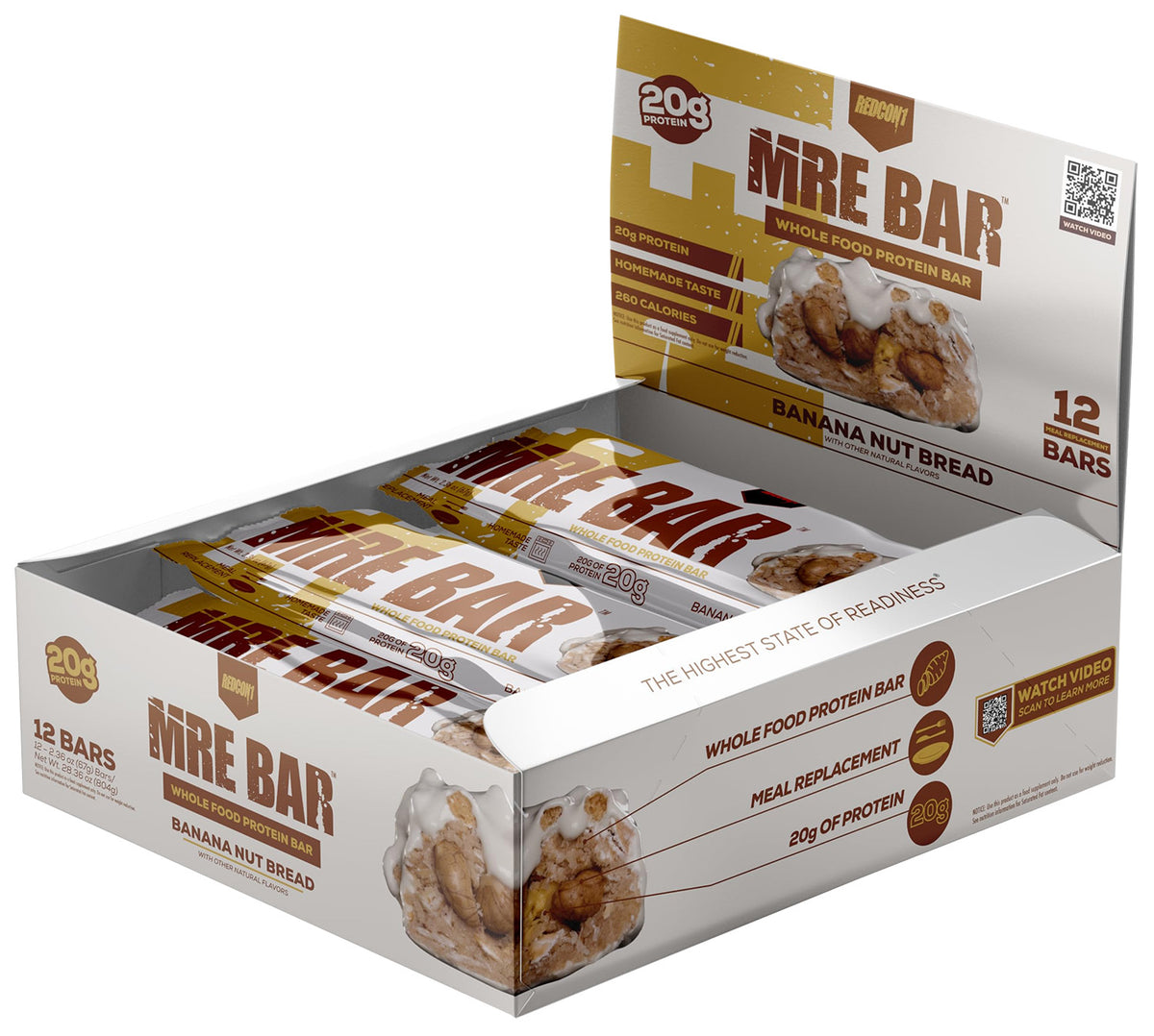 Redcon1 RC1MREBBNB12 MRE Protein Bar Banana Nut Bread 12 Pack 810044571158