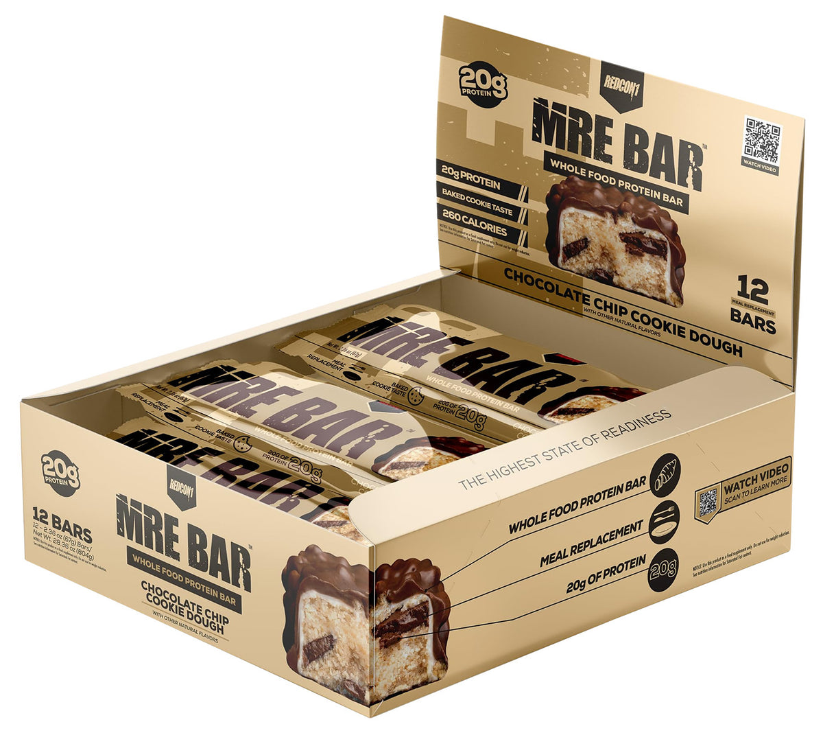 Redcon1 RC1MREBCCCD12 MRE Protein Bar Cookie Dough 12 Pack 850004759974