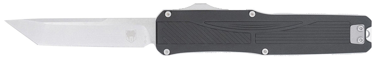 CobraTec Knives CTLGDBLKTNS Legend EDC 3.13" OTF Plain Stonewashed VG-10 SS Blade, 4.75" Black Textured Aluminum Handle