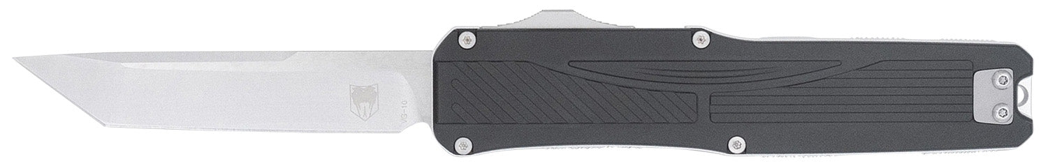 CobraTec Knives CTLGDBLKTNS Legend EDC 3.13" OTF Plain Stonewashed VG-10 SS Blade, 4.75" Black Textured Aluminum Handle