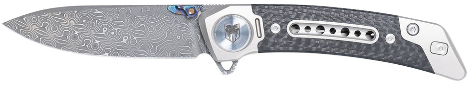 CobraTec Knives CTEMPDAMDNS Emperor 3" Folding Drop Point Plain Damascus VG-10 SS Blade, 4.25" Carbon Fiber/SS Titanium Handle