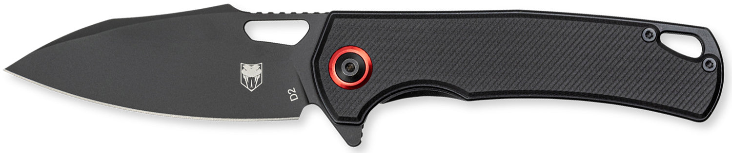 CobraTec Knives CTWOLVERINEG10 Wolverine 3.13" Folding Drop Point Plain Black Stonewashed D2 Steel Blade, 4.25" Black Textured G10 Scales Handle
