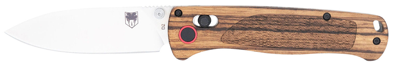 CobraTec Knives CTZWDBLDNS Bar Lock 3" Folding Plain Satin D2 Steel Blade, 4.25" Zebrawood Handle