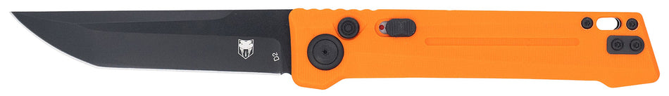 CobraTec Knives CTIFRORG Inferno 3.50" OTF Tanto Plain Black TiCN D2 Steel Blade, 4.75" Blaze Orange Textured Handle