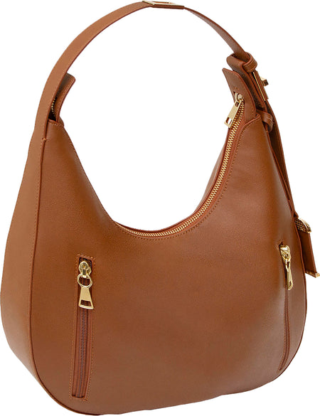 Bulldog Cases Hobo Style Shoulder Bag, Conceal Carry Purse, Polyurethane Construction, Cognac BDP-092