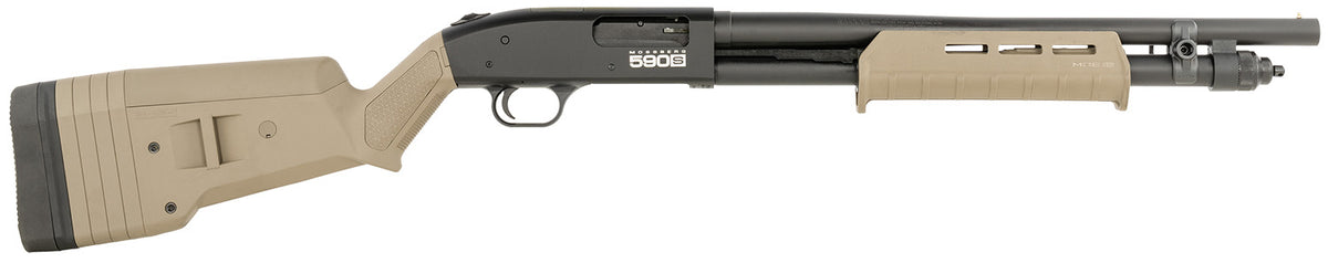 Mossberg 51608 590S Compact 12 Gauge Pump 3" 9+1 18.50" Drilled & Tapped Receiver, Synthetic Stock