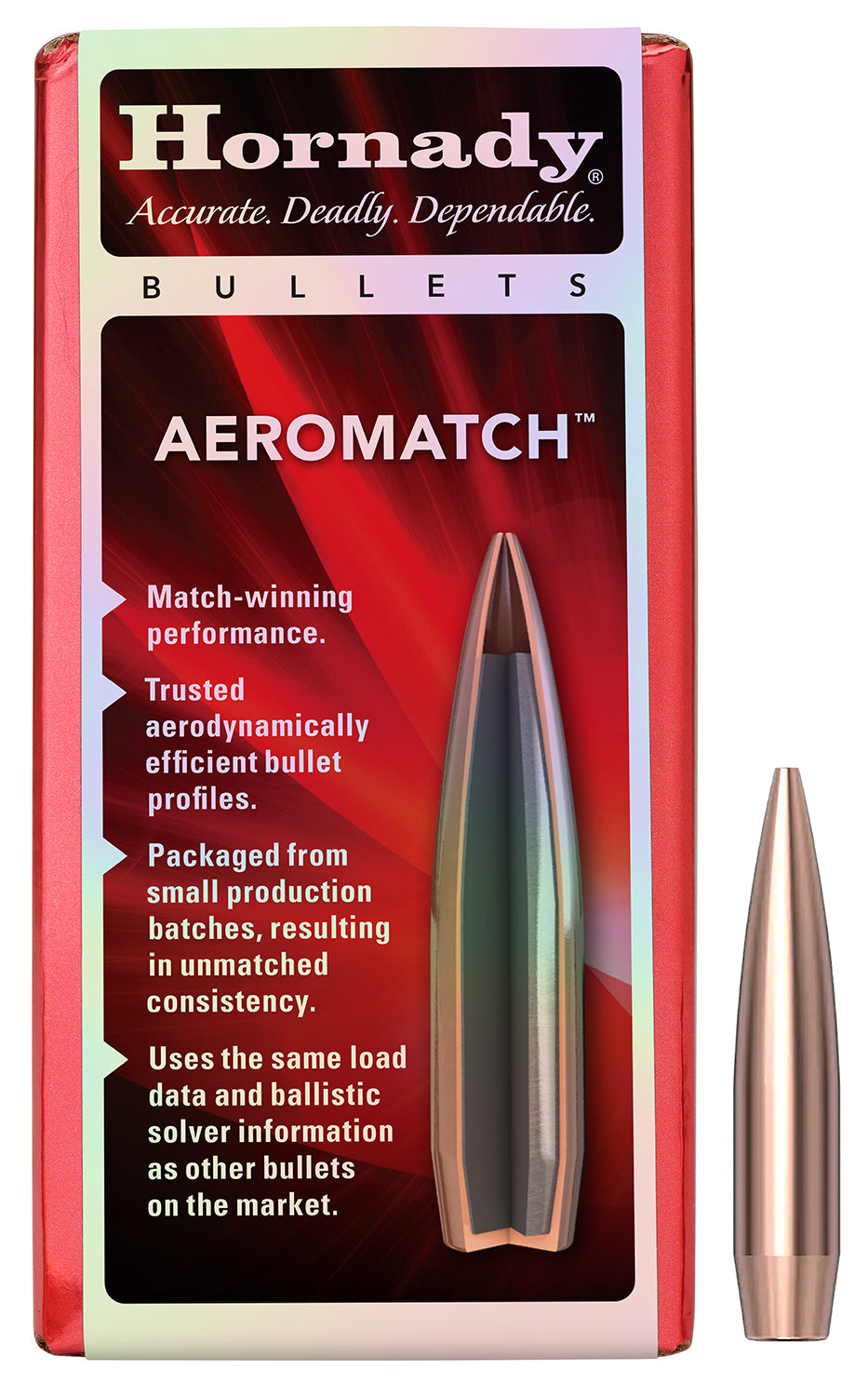 Hornady 30507 Aeromatch 30Cal 168gr Hollow Point Boat Tail 100 Per Box/15 Case