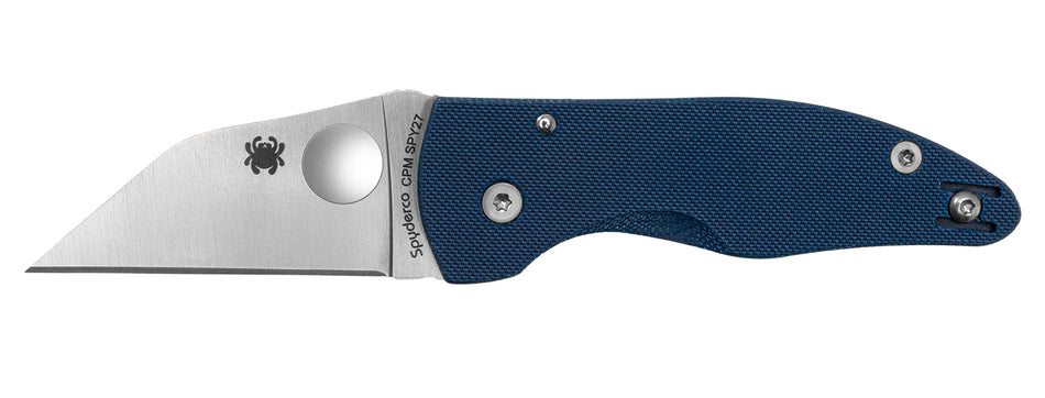 Spyderco C264GPCBL MicroJimbo 2.45" Folding Wharncliffe Plain Satin CPM SPY27 SS Blade, Cobalt Blue G10 Handle