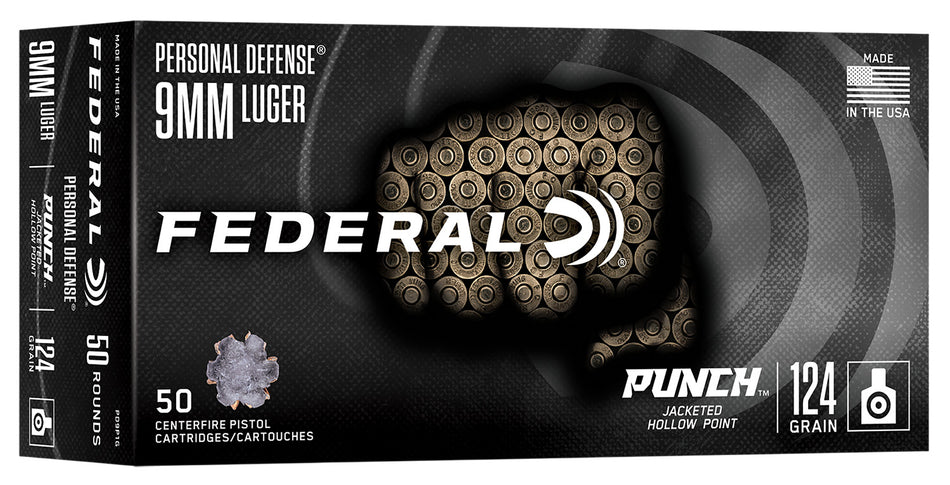 Federal 9mm Luger / Parabellum PUNCH 124gr JHP Ammo