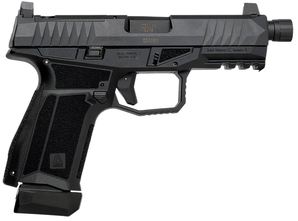 Global Ordnance LLC 815537024791 Delta M Gen2 9mm Luger 15+1 4" Black Threaded Barrel, Black Nitride Optic Cut/Serrated Slide, Black Frame, Ambidextrous