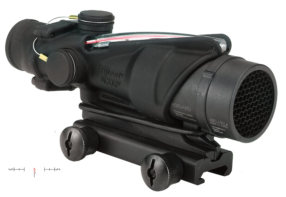 Trijicon 100226 ACOG Black Hardcoat Anodized 4x32mm Illuminated Red Chevron Reticle