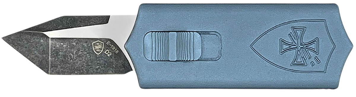 Templar Knife SMCAGB221 Sentinel Money Clip 1.88" OTF Tanto Plain Black Oxide Stonewashed Powder Coated D2 Steel Blade, 3.41" Blue Anodized Aluminum Handle
