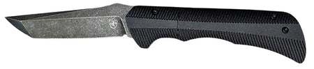 Templar Knife Auto Assist 3.25" Folding Tanto Plain Black Oxide Stonewashed Powder Coated D2 Steel Blade, 4.25" Black Textured Aluminum Handle
