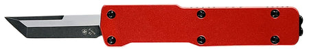 Templar Knife Premium LW Micro 1.85" OTF Tanto Plain Black Oxide Stonewashed Powder Coated D2 Steel Blade, 3.50" Red Anodized Aluminum Handle, California Legal