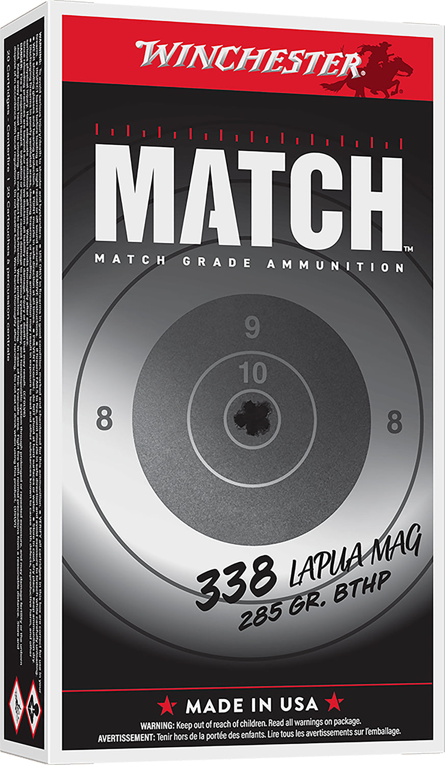 Winchester .338 Lapua Magnum MATCH 285gr BTHP Ammo