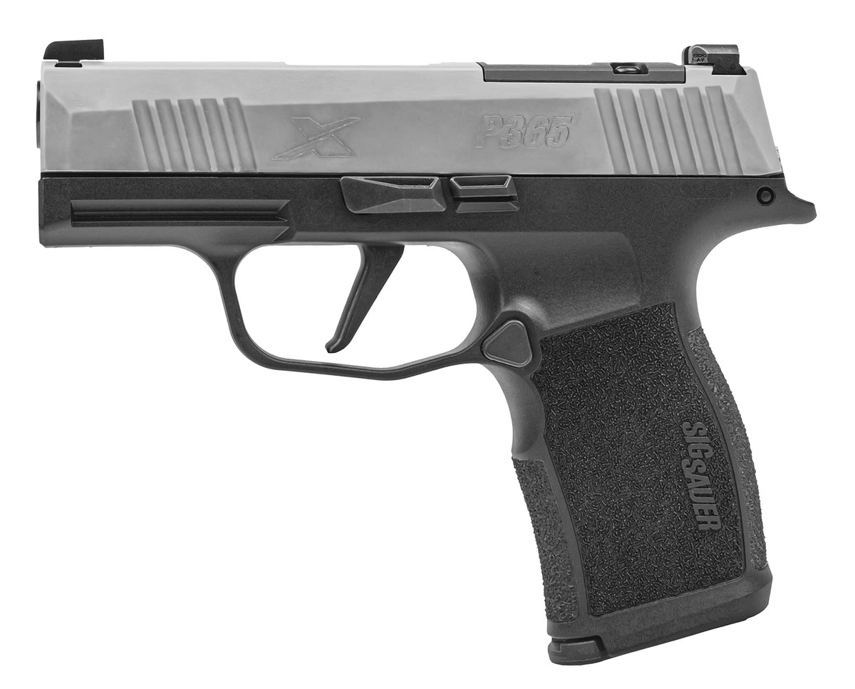 Sig Sauer 365X9SXR3P P365X Micro-Compact Frame 9mm Luger 12+1 3.10" Steel Barrel, Stainless Steel Optic Ready/Serrated Slide, Black Stainless Steel Frame w/Accessory Rail, Polymer Grip
