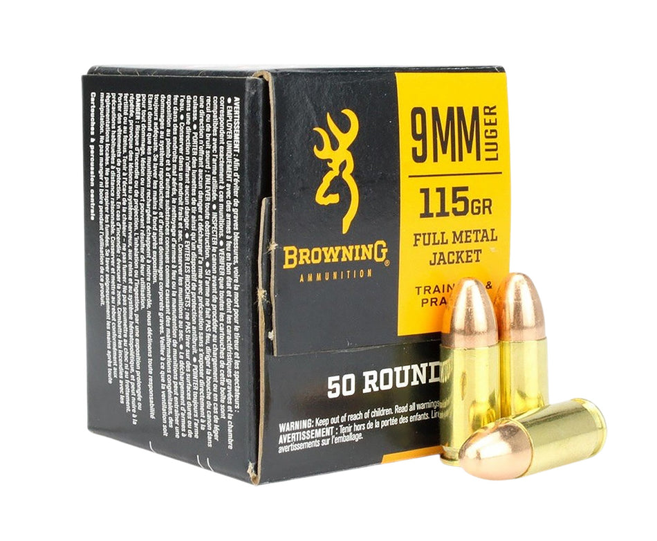Browning 9mm Luger / Parabellum Training & Practice 115gr FMJ Ammo