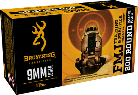 Browning 9mm Luger / Parabellum Training & Practice Value Pack 115gr FMJ Ammo
