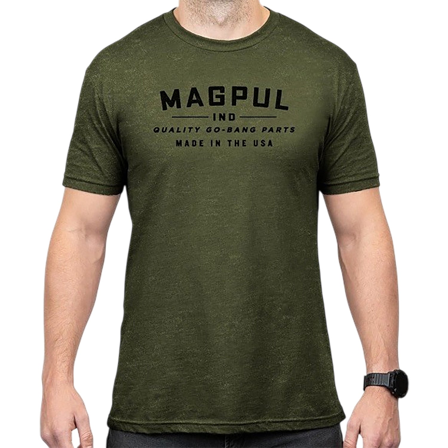 Magpul MAG1112-317 Go Bang Parts Olive Drab Heather Cotton/Polyester Short Sleeve Small