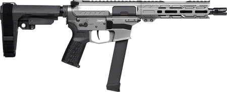 CMMG 99A520FTNG Banshee FE MkGs 9mm Luger 33+1 8" Black Nitride Threaded Barrel, M-LOK Handguard, Tungsten Cerakote Aluminum Receiver w/Picatinny Rail, Black Polymer CMMG RipBrace, CMMG Zeroed Grip
