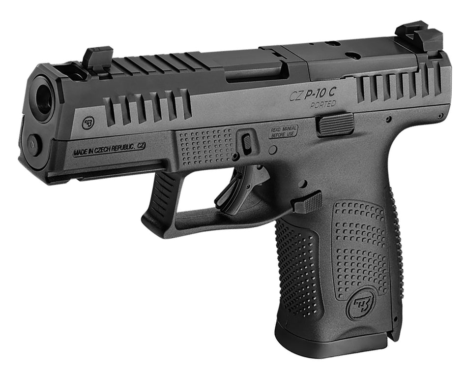 CZ-USA 01578 P-10 C Compact Frame 9mm Luger 10+1 4.02" Black Nitride Barrel, Black Nitride Steel Optic Ready/Serrated Slide, Black Polymer Frame w/Accessory Rail, Interchangeable Backstrap Grip