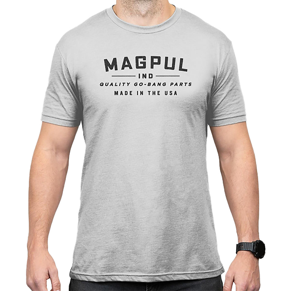 Magpul MAG1112-041-L Go Bang Parts Stone Gray Heather Cotton/Polyester Short Sleeve Large