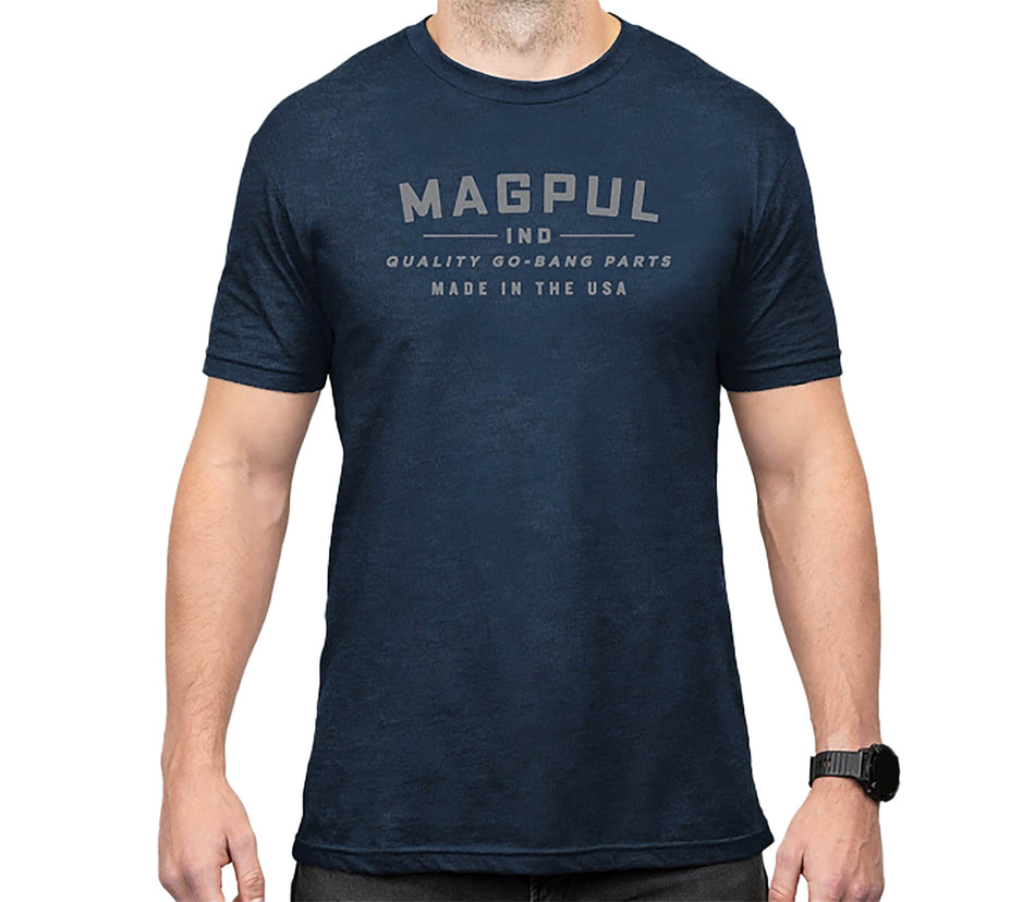 Magpul MAG1112-410-L Go Bang Parts Navy Heather Cotton/Polyester Short Sleeve Large