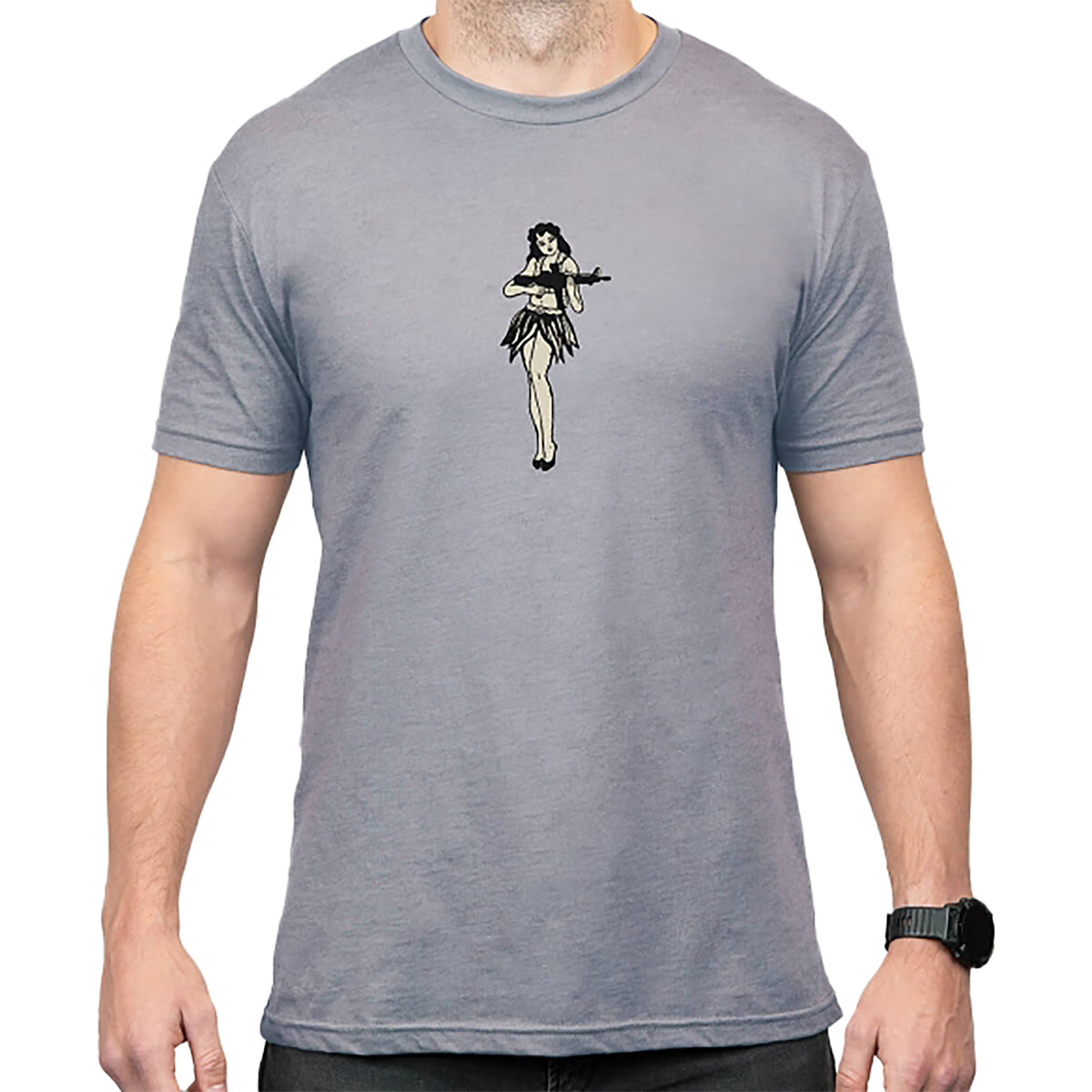 Magpul MAG1117-041-XL Hula Girl CVC Stone Gray Heather Cotton/Polyester Short Sleeve XL