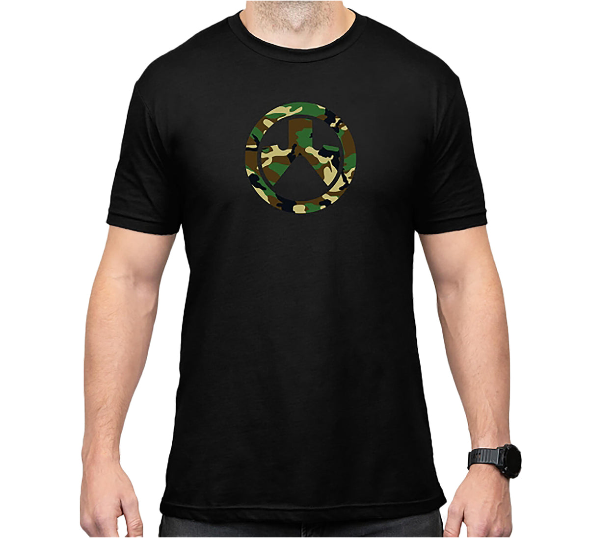 Magpul MAG1225-001-S Woodland Camo Black Cotton/Polyester Short Sleeve Small