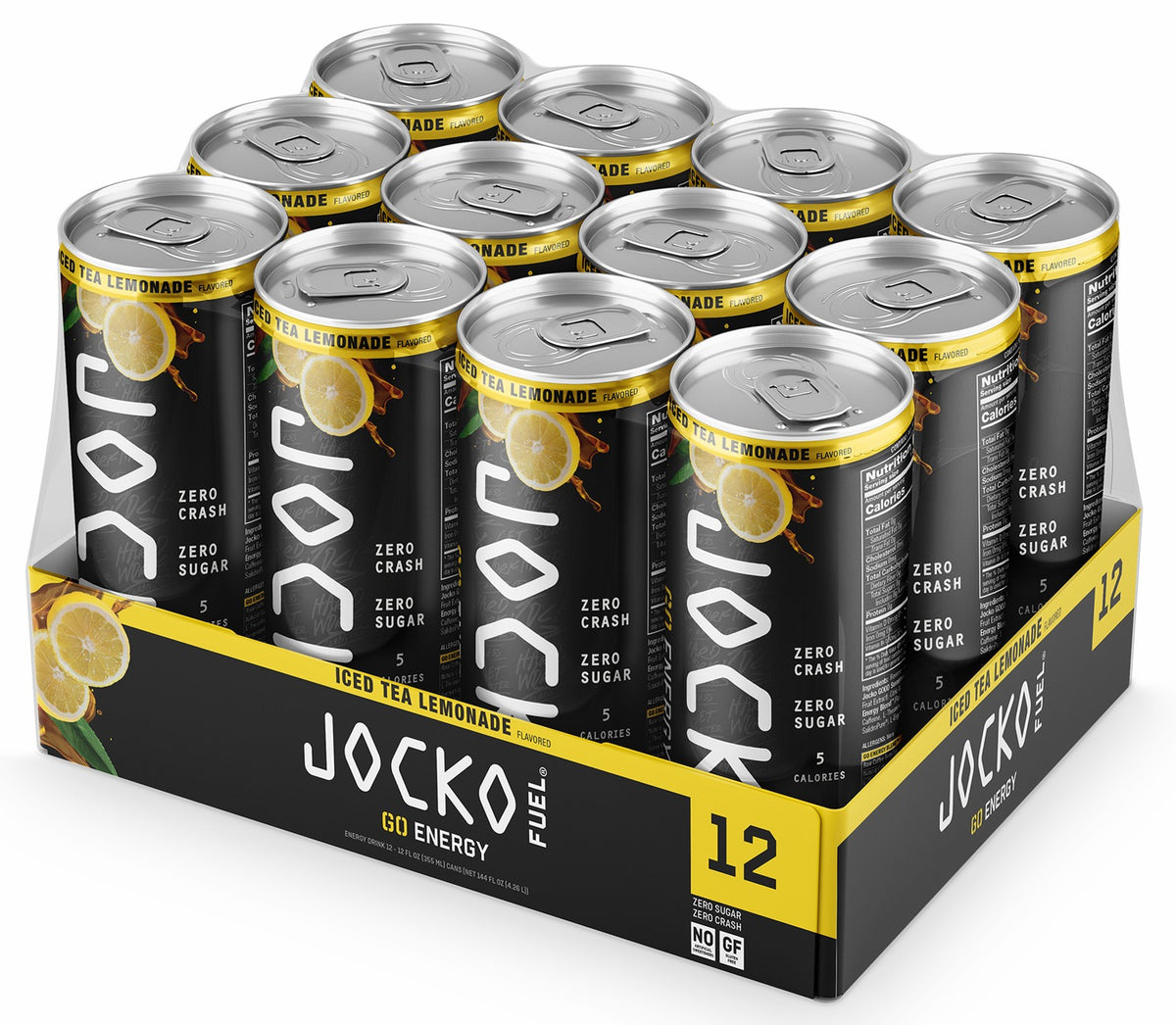 Jocko Fuel 29002 Iced Tea Lemonade Energy Drinks 12oz 12Pack 810076290024