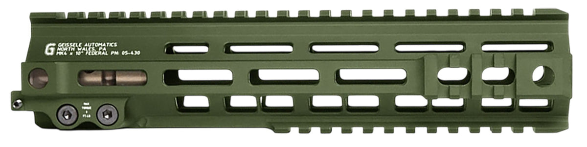 Geissele Automatics 05430ODG Super Modular Rail Mk4 ODG Aluminum 10" Long
