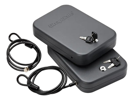 SnapSafe 75201 Lock Box Large Key Entry Black Steel 9.50" L x 6.50" W x 1.75" D 2pk