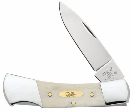 Case 11026 Lockback Folding Drop Point Plain Tru-Sharp SS Blade, Smooth Natural Bone Handle