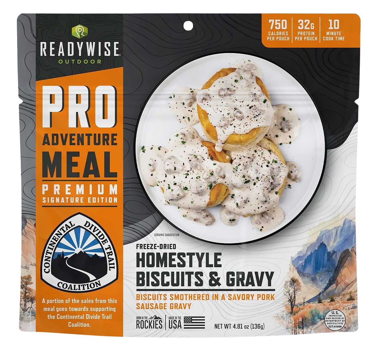 Wise Foods RW05403 Pro Meal Biscuits and Gravy 2 Servings 6 Per Case 850063052702