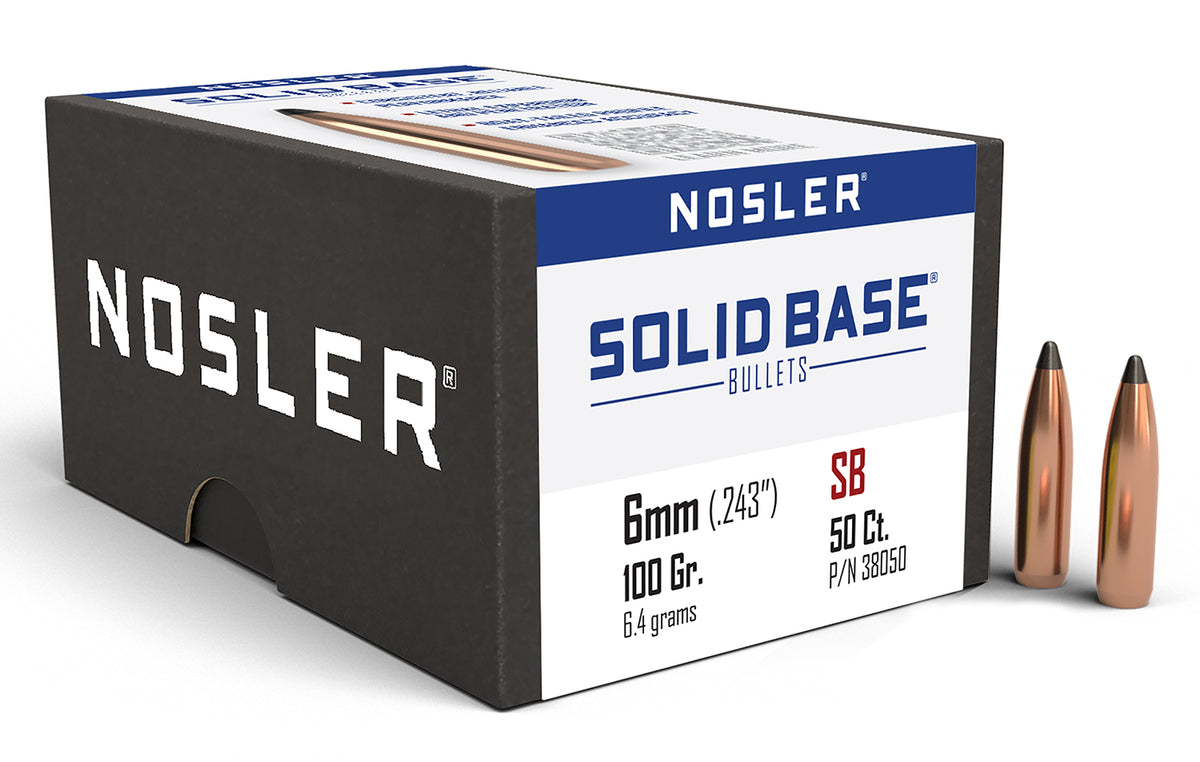 NOSLER BULLETS 6MM .243 100GR SOLID BASE SP 50CT