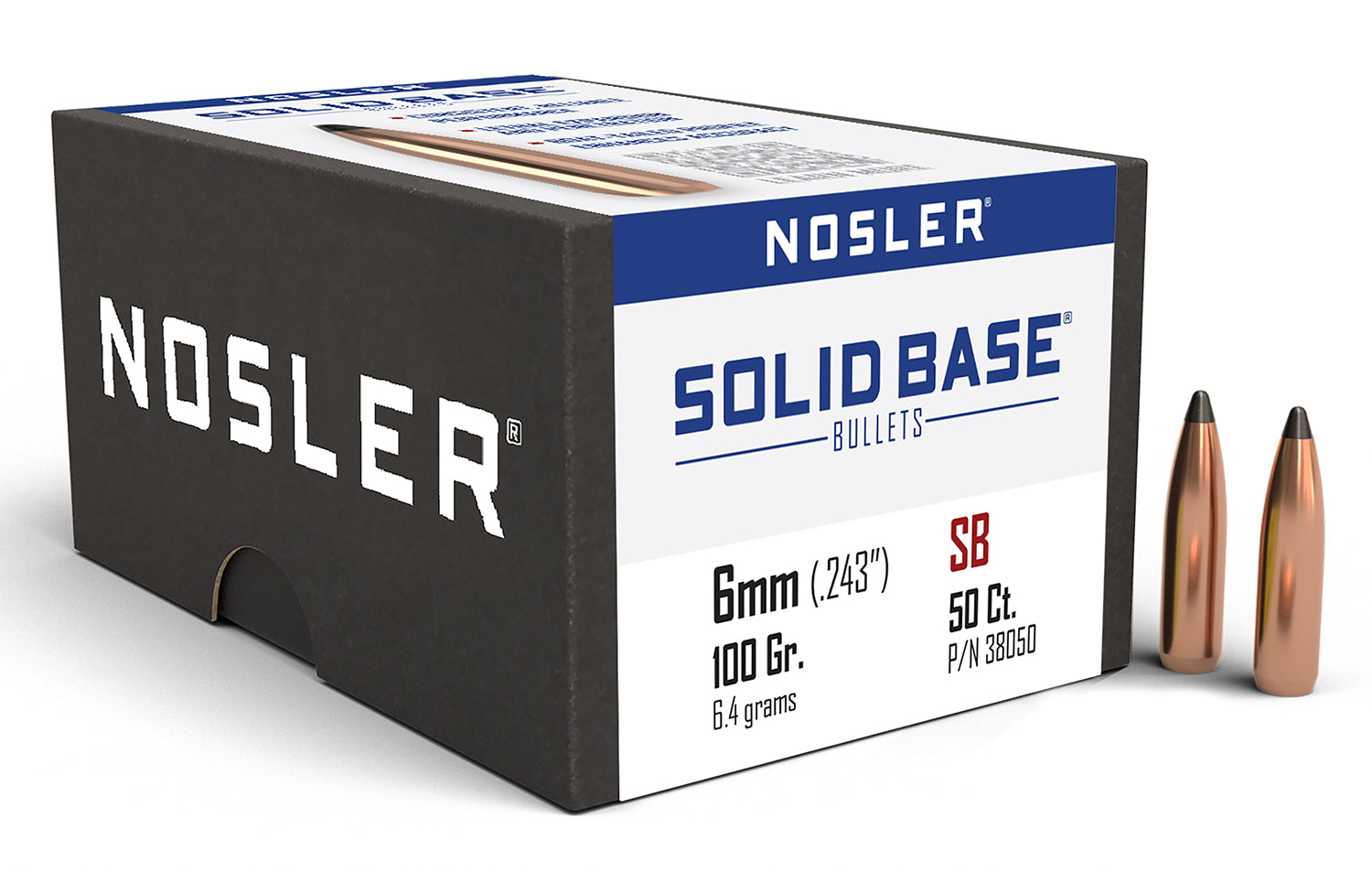 NOSLER BULLETS 6MM .243 100GR SOLID BASE SP 50CT
