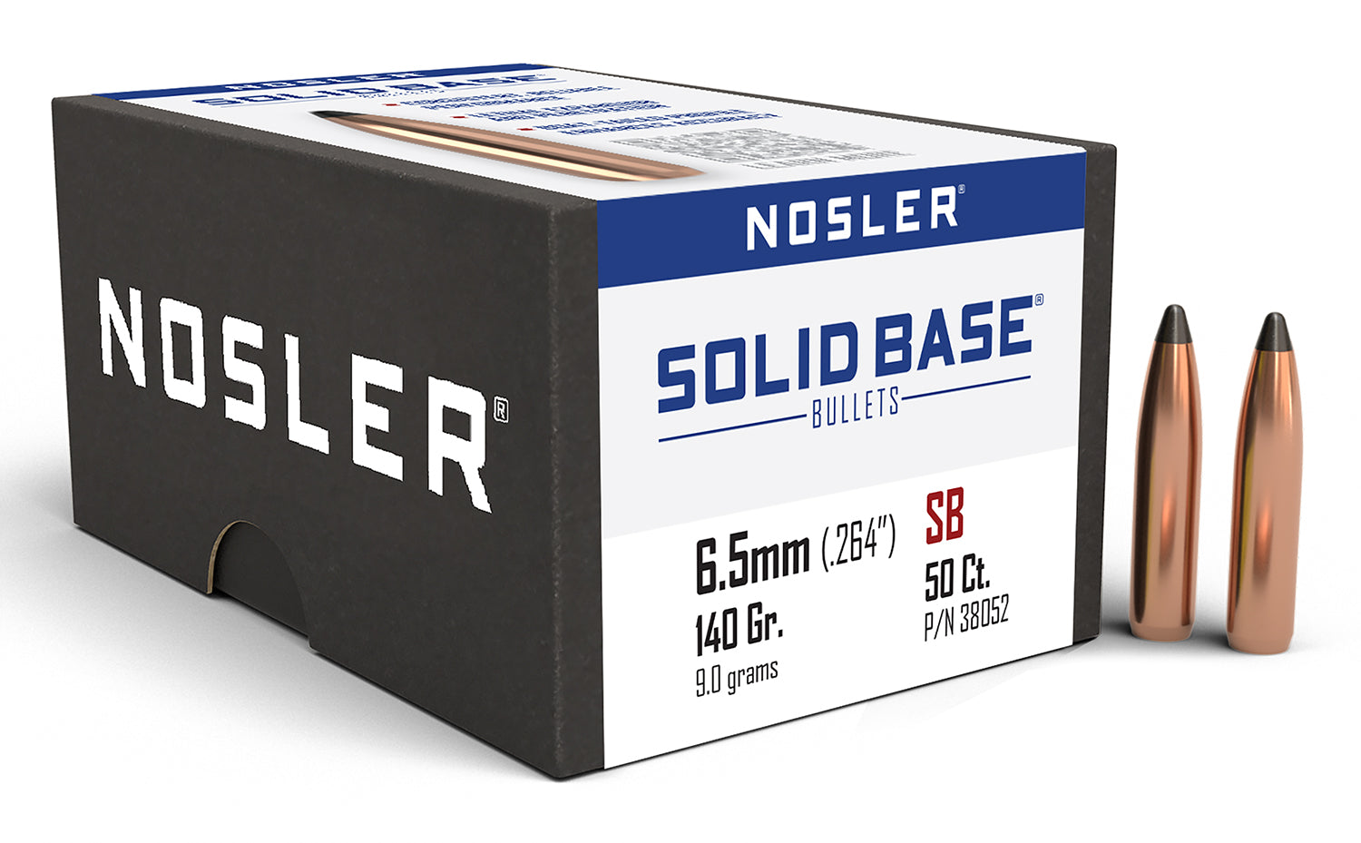 NOSLER BULLETS 6.5MM .264 140GR SOLID BASE SP 50CT