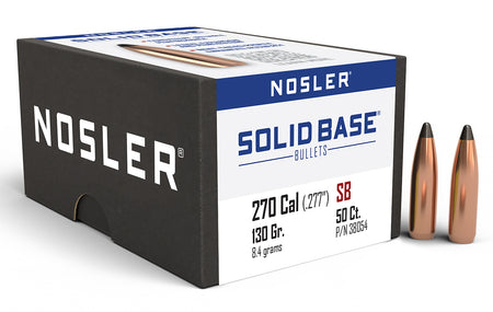 NOSLER BULLETS 270 CAL .277 130GR SOLID BASE SP 50CT