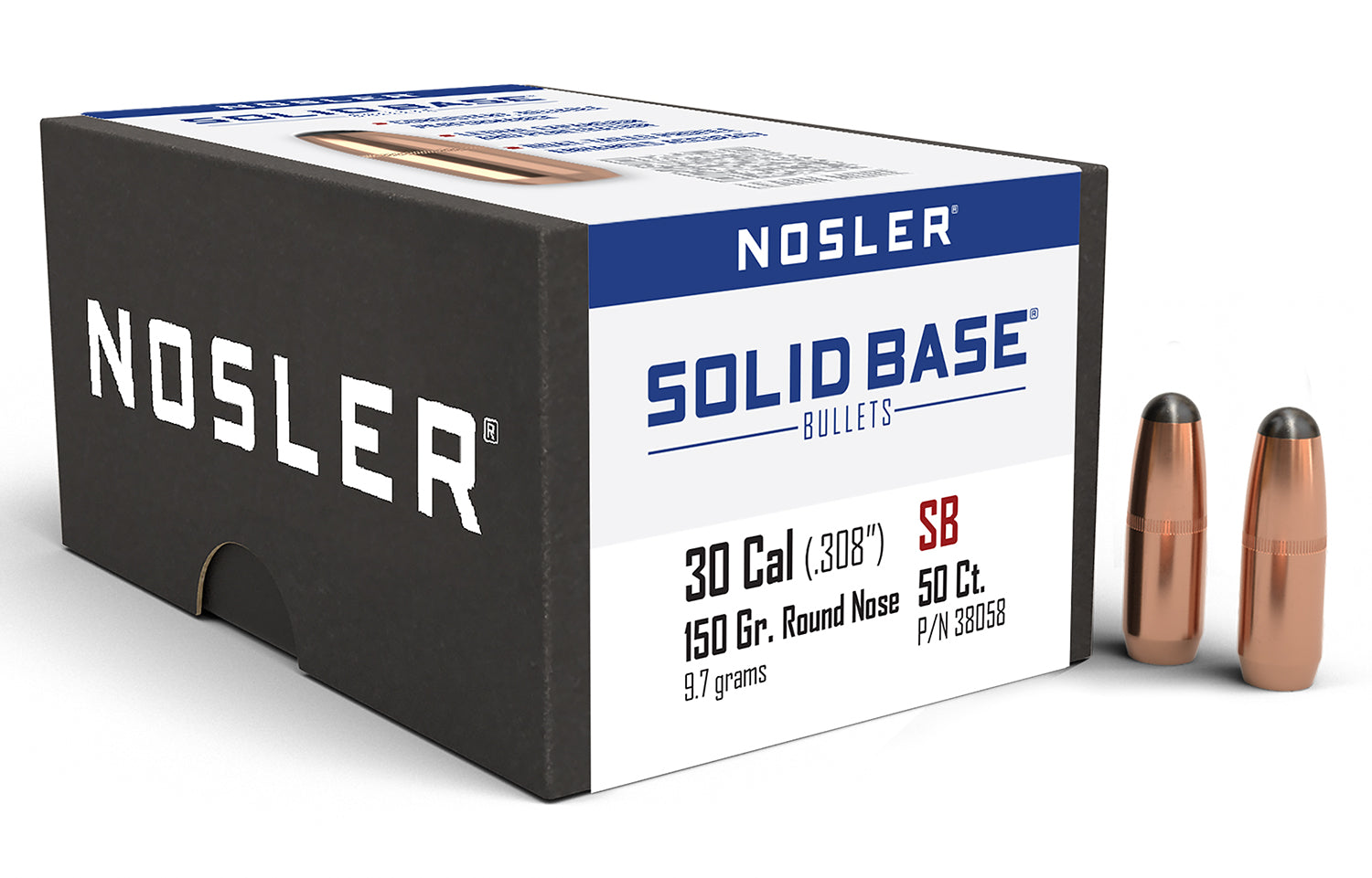 NOSLER BULLETS 30 CAL .284 150GR SOLID BASE RN 50CT