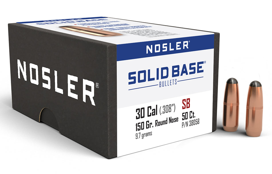 NOSLER BULLETS 30 CAL .284 150GR SOLID BASE RN 50CT