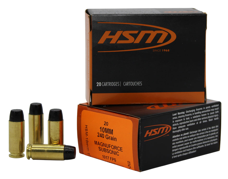 HSM 10mm Auto  240gr Solid Ammo