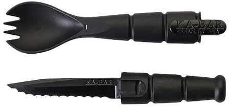 Ka-Bar 9909 Spork/Knife Black Creamid 2.50" Serrated 6.88" Long
