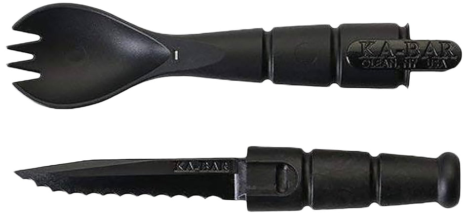 Ka-Bar 9909 Spork/Knife Black Creamid 2.50" Serrated 6.88" Long