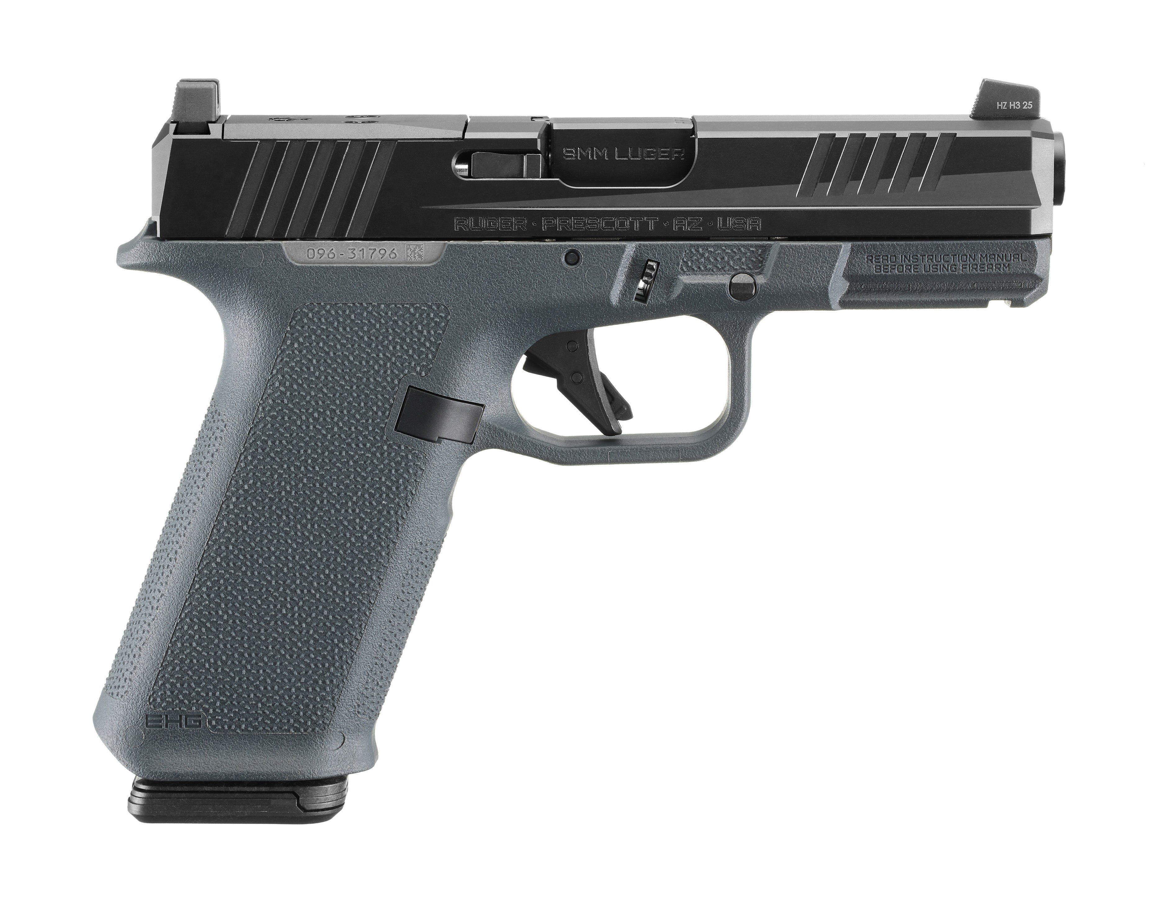Ruger 19441 RXM 9mm Luger 17+1 4" Black FNC Nitride Alloy Steel Barrel & Optic Ready/Serrated Slide, Stealth Gray Polymer Frame w/Accessory Rail, Textured Grip, RMR/RMSc/DeltaPoint Pro Footprint