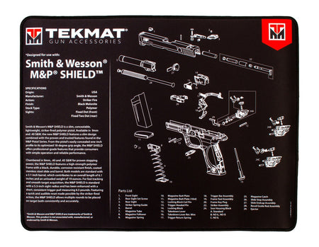 TekMat S&W M&P SHIELD Ultra Premium Gun Cleaning Mat, 15"x20", Includes Small Microfiber TekTowel, Packed In Tube TEK-R20-SW-MP-SHIELD