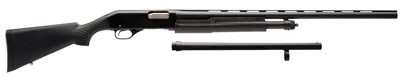 Stevens 19490 320 Field Combo 12 Gauge 3" 5+1 18.50"/28" Matte Black Vent Rib Barrel, Black Aluminum Receiver, Black Synthetic Fixed Stock